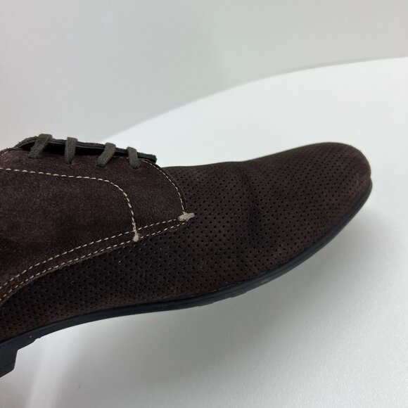 Bugatchi Suede Perforated Derby Dress Shoes Mens 10 Lace Up Casual Leather Brown main image 7